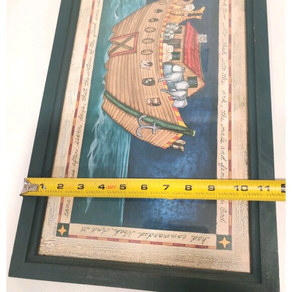 VTG NOAH'S ARK AND ANIMALS Framed Print By Basco Nursery Decor 11.5x21.5" - Picture 12 of 12